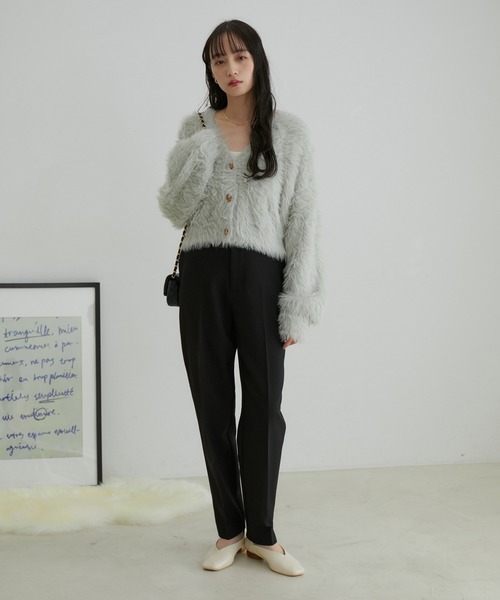 VIS（ビス）の「【洗える・防シワ】美HIT裏起毛テーパードパンツ（スラックス・レディース・ブルー/ホワイト系その他5/ブラック・M/S/SS）」の9枚目の写真