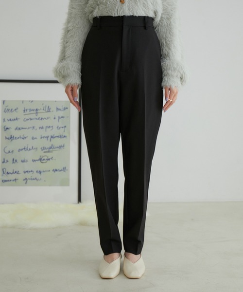 VIS（ビス）の「【洗える・防シワ】美HIT裏起毛テーパードパンツ（スラックス・レディース・ブルー/ホワイト系その他5/ブラック・M/S/SS）」の10枚目の写真