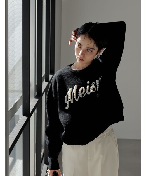 [2024-25 WINTER COLLECTION][MEISM by Re:EDIT][お気に入り数5,000突破！]パールロゴニットトップス（ニット/セーター）｜Re:EDIT（リエディ）