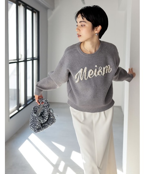 Re:EDIT（リエディ）の「[2024-25 WINTER COLLECTION][MEISM by Re:EDIT][お気に入り数5,000突破！]パールロゴニットトップス（ニット/セーター・レディース・ブラック/グレー・LARGE/MEDIUM）」の9枚目の写真