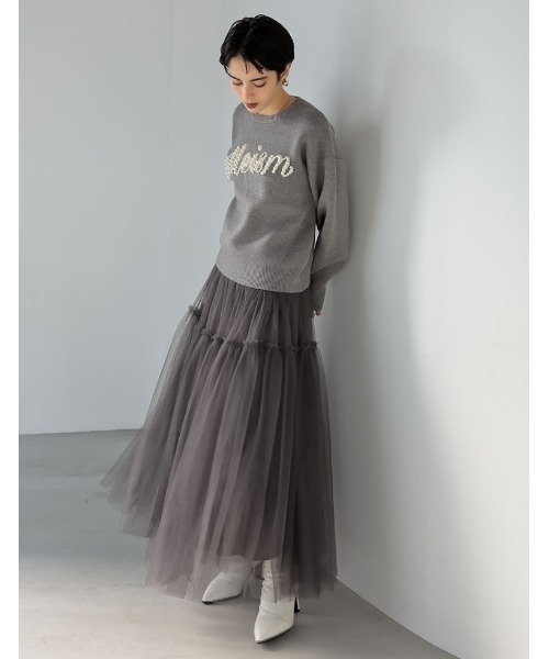 Re:EDIT（リエディ）の「[2024-25 WINTER COLLECTION][MEISM by Re:EDIT][お気に入り数5,000突破！]パールロゴニットトップス（ニット/セーター・レディース・ブラック/グレー・LARGE/MEDIUM）」の7枚目の写真