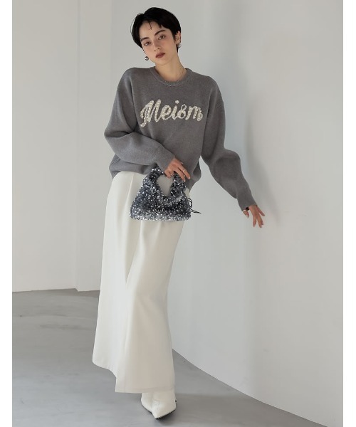 Re:EDIT（リエディ）の「[2024-25 WINTER COLLECTION][MEISM by Re:EDIT][お気に入り数5,000突破！]パールロゴニットトップス（ニット/セーター・レディース・ブラック/グレー・LARGE/MEDIUM）」の11枚目の写真