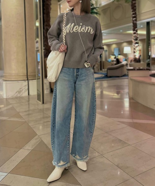 [2024-25 WINTER COLLECTION][MEISM by Re:EDIT][お気に入り数5,000突破！]パールロゴニットトップス（ニット/セーター）｜Re:EDIT（リエディ）