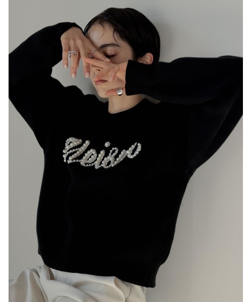 [2024-25 WINTER COLLECTION][MEISM by Re:EDIT][お気に入り数5,000突破！]パールロゴニットトップス（ニット/セーター）｜Re:EDIT（リエディ）