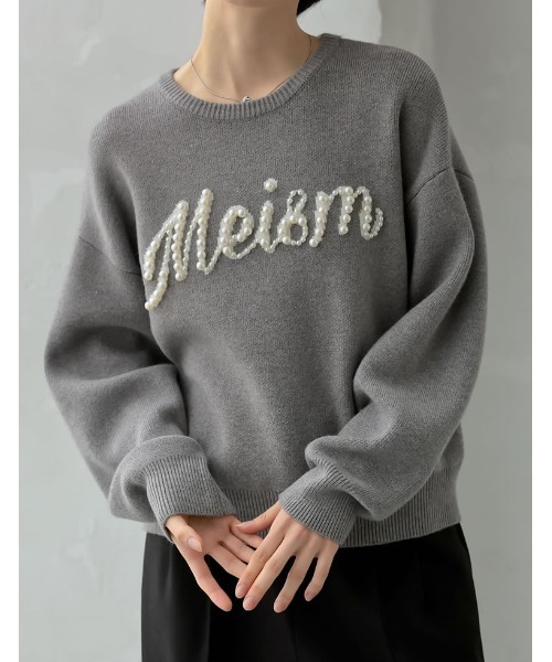 [2024-25 WINTER COLLECTION][MEISM by Re:EDIT][お気に入り数5,000突破！]パールロゴニットトップス（ニット/セーター）｜Re:EDIT（リエディ）