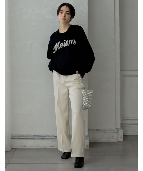 [2024-25 WINTER COLLECTION][MEISM by Re:EDIT][お気に入り数5,000突破！]パールロゴニットトップス（ニット/セーター）｜Re:EDIT（リエディ）