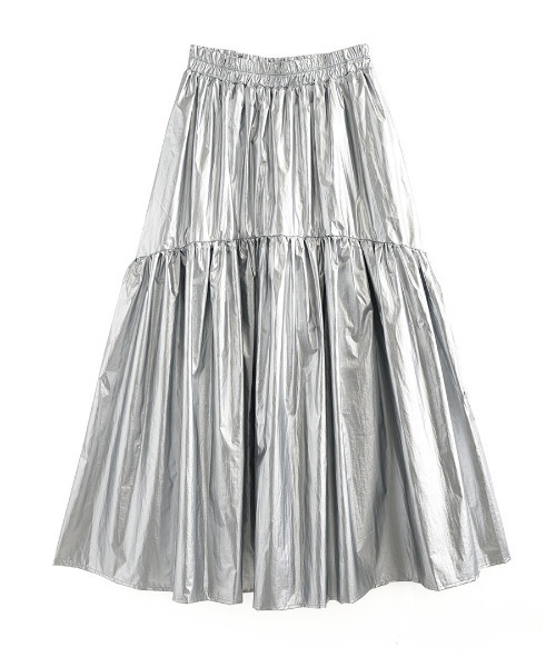 e-zakkamania stores（イーザッカマニアストアーズ）の「【光を纏う、主役級スカート。】 メタリック タフタギャザー フレアスカート（スカート・レディース・ゴールド/ブラック/シルバー・M）」の19枚目の写真