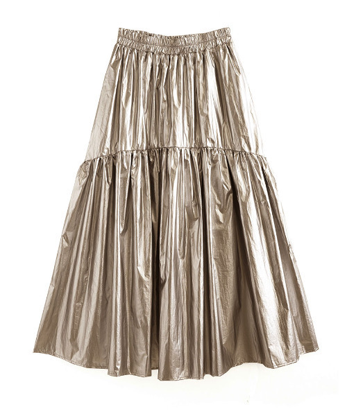 e-zakkamania stores（イーザッカマニアストアーズ）の「【光を纏う、主役級スカート。】 メタリック タフタギャザー フレアスカート（スカート・レディース・ゴールド/ブラック/シルバー・M）」の18枚目の写真