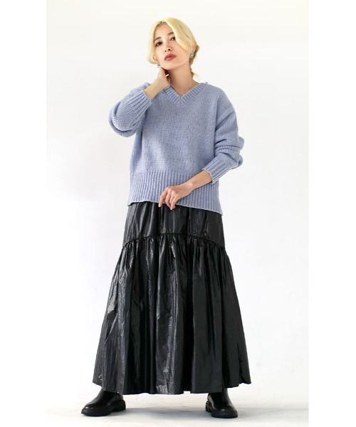 e-zakkamania stores（イーザッカマニアストアーズ）の「【光を纏う、主役級スカート。】 メタリック タフタギャザー フレアスカート（スカート・レディース・ゴールド/ブラック/シルバー・M）」の6枚目の写真