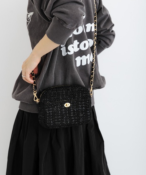 URBAN RESEARCH(アーバンリサーチ)の「ツイードスクエアショルダーバッグ(ショルダーバッグ・レディース・ホワイト/グリーン/ブラック・-)」の2枚目の写真