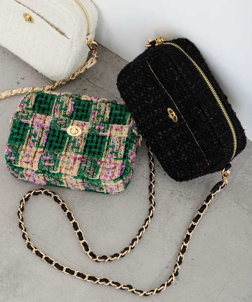 URBAN RESEARCH(アーバンリサーチ)の「ツイードスクエアショルダーバッグ(ショルダーバッグ・レディース・ホワイト/グリーン/ブラック・-)」の22枚目の写真