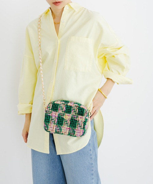 URBAN RESEARCH(アーバンリサーチ)の「ツイードスクエアショルダーバッグ(ショルダーバッグ・レディース・ホワイト/グリーン/ブラック・-)」の13枚目の写真