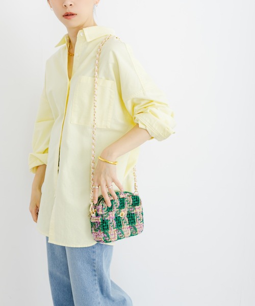 URBAN RESEARCH(アーバンリサーチ)の「ツイードスクエアショルダーバッグ(ショルダーバッグ・レディース・ホワイト/グリーン/ブラック・-)」の15枚目の写真