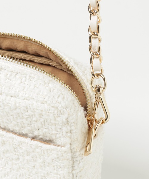 URBAN RESEARCH(アーバンリサーチ)の「ツイードスクエアショルダーバッグ(ショルダーバッグ・レディース・ホワイト/グリーン/ブラック・-)」の4枚目の写真