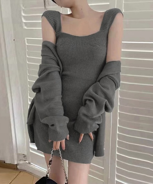Miniministore（ミニミニストア）の「ニット セットアップ 秋冬 アンサンブル（セットアップ・レディース・ダークグレー/ブラウン/アイボリー/ブラック・フリー）」の3枚目の写真