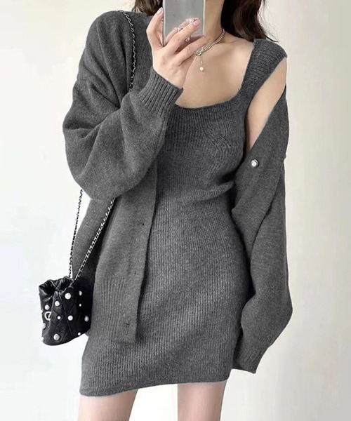 Miniministore（ミニミニストア）の「ニット セットアップ 秋冬 アンサンブル（セットアップ・レディース・ダークグレー/ブラウン/アイボリー/ブラック・フリー）」の7枚目の写真