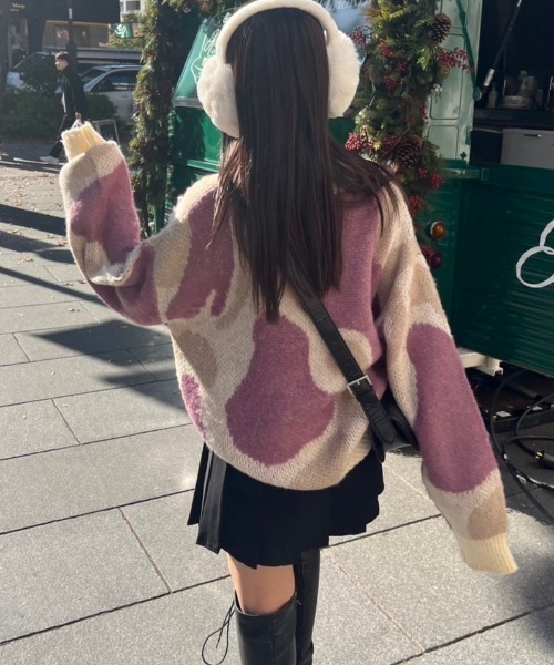 nemne store(ネンネストア)の「【低身長用サイズあり】モヘアライクマーブルニット(ニット/セーター・レディース・ホワイト系その他2/ネイビー/ホワイト系その他・MEDIUM/SMALL)」の2枚目の写真