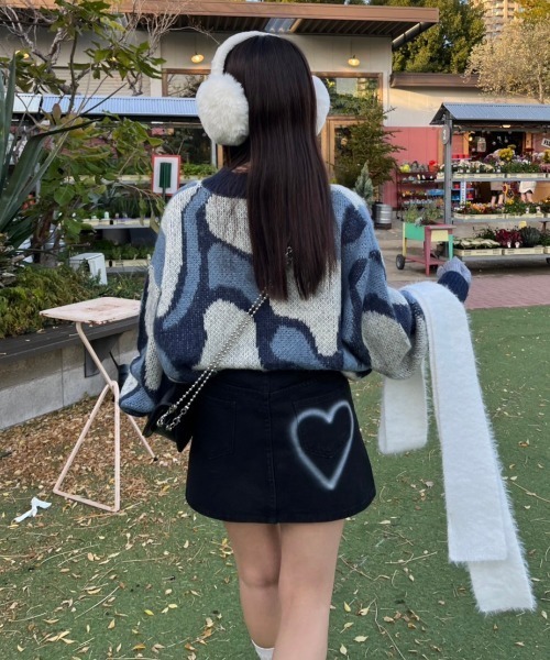 nemne store(ネンネストア)の「【低身長用サイズあり】モヘアライクマーブルニット(ニット/セーター・レディース・ホワイト系その他2/ネイビー/ホワイト系その他・MEDIUM/SMALL)」の3枚目の写真