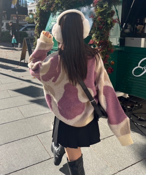 nemne store(ネンネストア)の「【低身長用サイズあり】モヘアライクマーブルニット(ニット/セーター・レディース・ホワイト系その他2/ネイビー/ホワイト系その他・MEDIUM/SMALL)」の12枚目の写真