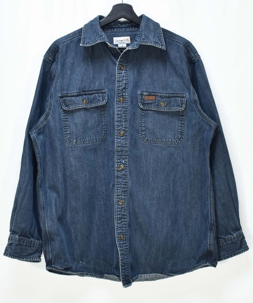 カーハート メンズ デニムシャツ S 2回着用 綺麗系ワーク 原宿購入 CARHARTT カーハート 長袖 シャツ デニムシャツ 厚手 メンズ