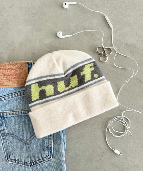 ★国内在庫/即発可*HUF*ENFORCERロゴ刺繍ニットポンビーニー/B★ ☆国内在庫/即発可*HUF*ENFORCERロゴ刺繍ニットポンビーニー/B