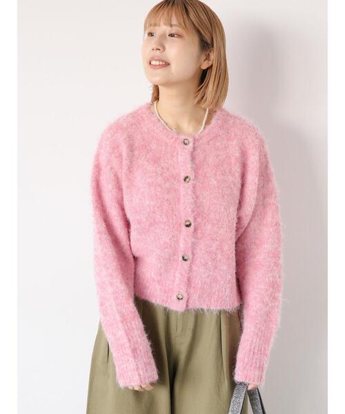 ehka sopo(エヘカソポ)の「メランジクルーカーディガン(カーディガン/ボレロ・レディース・ピンク/オレンジ/ミント/ラベンダー/オフホワイト・F)」の4枚目の写真