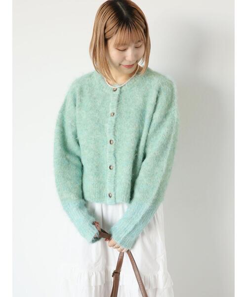 ehka sopo(エヘカソポ)の「メランジクルーカーディガン(カーディガン/ボレロ・レディース・ピンク/オレンジ/ミント/ラベンダー/オフホワイト・F)」の11枚目の写真