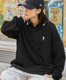U.S. POLO ASSN. /ユーエスポロアッスン 別注 ワンポイントロゴ刺繍 ラインデザイン ルーズポロシャツ