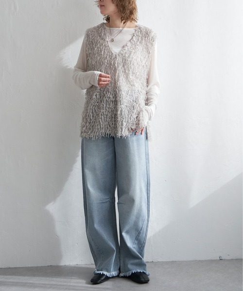 【新品】リボンフリンジVベスト Vin｜リボンフリンジベスト | Rakuten Fashion(楽天ファッション