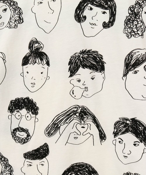 MAKE YOUR DAY（メイクユアデイ）の「いろんな顔総柄半袖Tシャツ■80～140cm（Tシャツ/カットソー・キッズ・ベージュ/チャコールグレー/オフホワイト・80/90/100/110/120/130/140）」の18枚目の写真