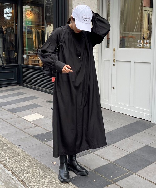 fredy emue（フレディエミュ）の「ブライトローン袖ボリュームワンピース（ペチワンピ付き）（ワンピース・レディース・サックスブルー/ブラック/オフホワイト・38）」の3枚目の写真