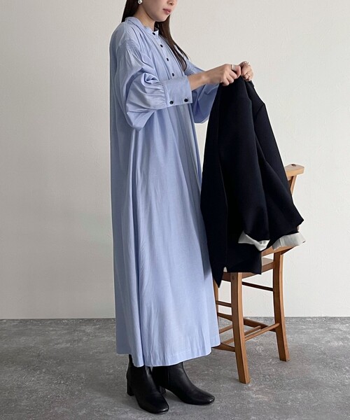 fredy emue（フレディエミュ）の「ブライトローン袖ボリュームワンピース（ペチワンピ付き）（ワンピース・レディース・サックスブルー/ブラック/オフホワイト・38）」の19枚目の写真