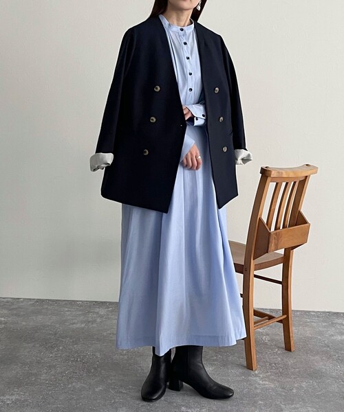 fredy emue（フレディエミュ）の「ブライトローン袖ボリュームワンピース（ペチワンピ付き）（ワンピース・レディース・サックスブルー/ブラック/オフホワイト・38）」の17枚目の写真