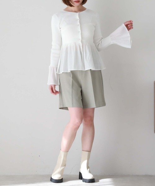 archives（アルシーヴ）の「タックショートパンツ（その他パンツ・レディース・グレイッシュベージュ/アイボリー/グリーン・MEDIUM）」の4枚目の写真