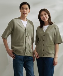 ダブルフェイス ニットソー シェア 5分袖 カーディガン