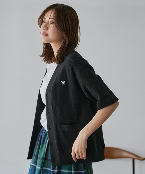 Arnold Palmer（アーノルドパーマー）の「ダブルフェイス ニットソー シェア 5分袖 カーディガン（カーディガン/ボレロ・レディース・ライトオリーブ/ブラック・LL/L/M/S/XS）」の19枚目の写真