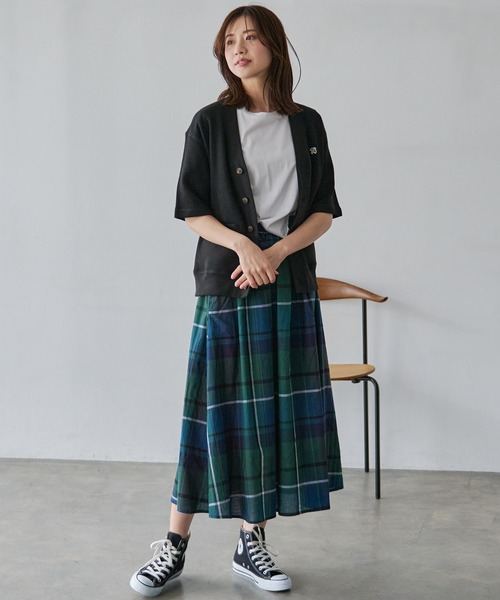 Arnold Palmer（アーノルドパーマー）の「ダブルフェイス ニットソー シェア 5分袖 カーディガン（カーディガン/ボレロ・レディース・ライトオリーブ/ブラック・LL/L/M/S/XS）」の20枚目の写真