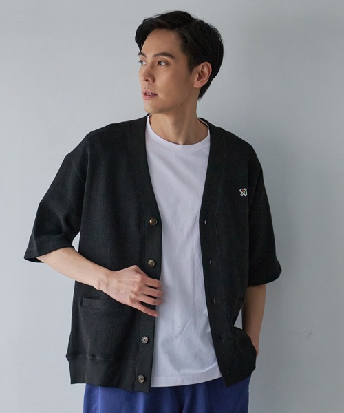 Arnold Palmer（アーノルドパーマー）の「ダブルフェイス ニットソー シェア 5分袖 カーディガン（カーディガン/ボレロ・レディース・ライトオリーブ/ブラック・LL/L/M/S/XS）」の14枚目の写真