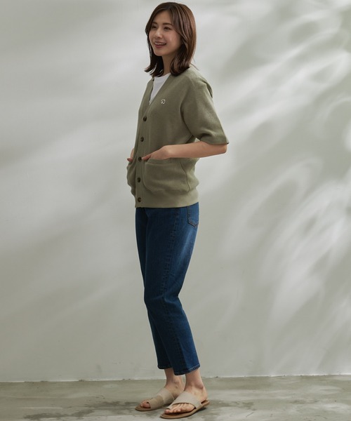 Arnold Palmer（アーノルドパーマー）の「ダブルフェイス ニットソー シェア 5分袖 カーディガン（カーディガン/ボレロ・レディース・ライトオリーブ/ブラック・LL/L/M/S/XS）」の12枚目の写真