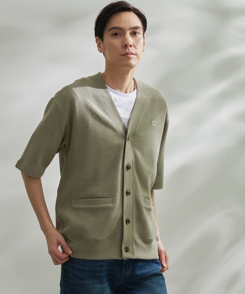 Arnold Palmer（アーノルドパーマー）の「ダブルフェイス ニットソー シェア 5分袖 カーディガン（カーディガン/ボレロ・レディース・ライトオリーブ/ブラック・LL/L/M/S/XS）」の22枚目の写真