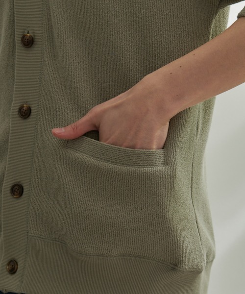 Arnold Palmer（アーノルドパーマー）の「ダブルフェイス ニットソー シェア 5分袖 カーディガン（カーディガン/ボレロ・レディース・ライトオリーブ/ブラック・LL/L/M/S/XS）」の7枚目の写真