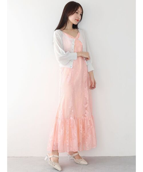 MERCURYDUO(マーキュリーデュオ)の「スパークルレースキャミティアードワンピース(ワンピース・レディース・オフホワイト/ダークブラウン/オレンジ・SMALL/MEDIUM)」の7枚目の写真