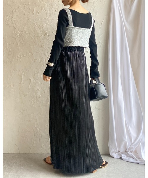 She's Closet(シーズクローゼット)の「ダブルジップアップショート丈グリッターラメシャギーニットビスチェベスト(ベスト・レディース・ゴールド/シルバー/ブラック/アイボリー・FREE)」の15枚目の写真