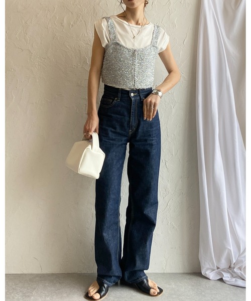 She's Closet(シーズクローゼット)の「ダブルジップアップショート丈グリッターラメシャギーニットビスチェベスト(ベスト・レディース・ゴールド/シルバー/ブラック/アイボリー・FREE)」の18枚目の写真