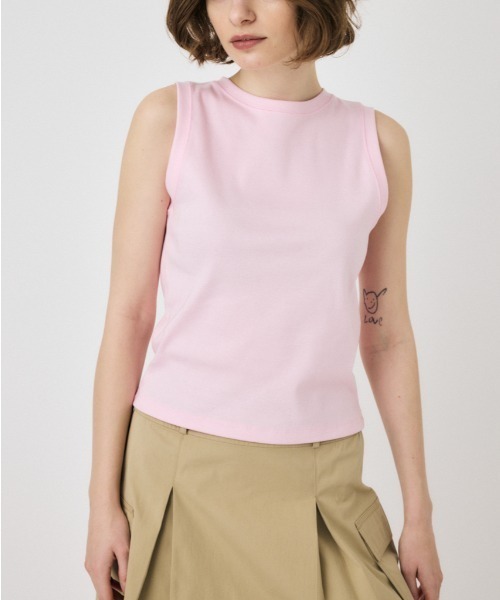 MOUSSY(マウジー)の「【2サイズ展開】SUVIN GIZA BASIC タンクトップ(タンクトップ・レディース・ブラック/ライトベージュ/ライトピンク/ホワイト・1/2)」の4枚目の写真
