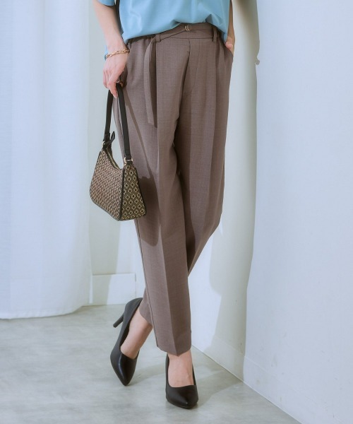 7days Life Styling（セブンデイズライフスタイリング）の「麻調合繊ベルト付テーパードパンツ（しわになりにくい・接触冷感・ＵＶカット・洗える）（スラックス・レディース・モカ/ネイビー/ライトベージュ/グリーン/チャコールグレー・S/M/L/LL）」の15枚目の写真