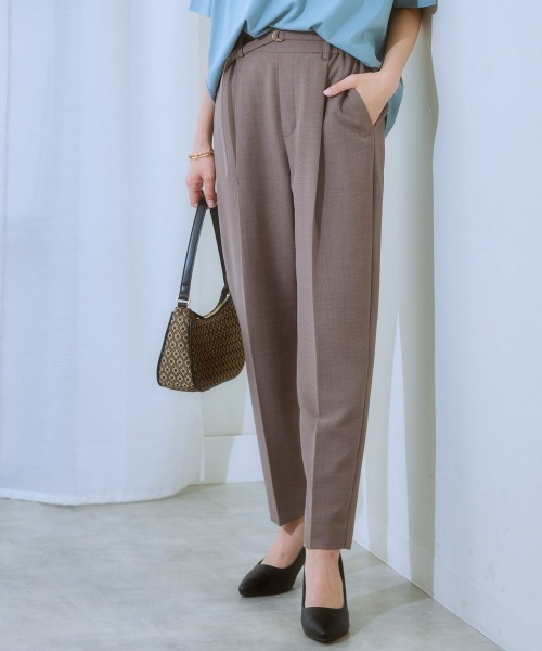 7days Life Styling（セブンデイズライフスタイリング）の「麻調合繊ベルト付テーパードパンツ（しわになりにくい・接触冷感・ＵＶカット・洗える）（スラックス・レディース・モカ/ネイビー/ライトベージュ/グリーン/チャコールグレー・S/M/L/LL）」の16枚目の写真