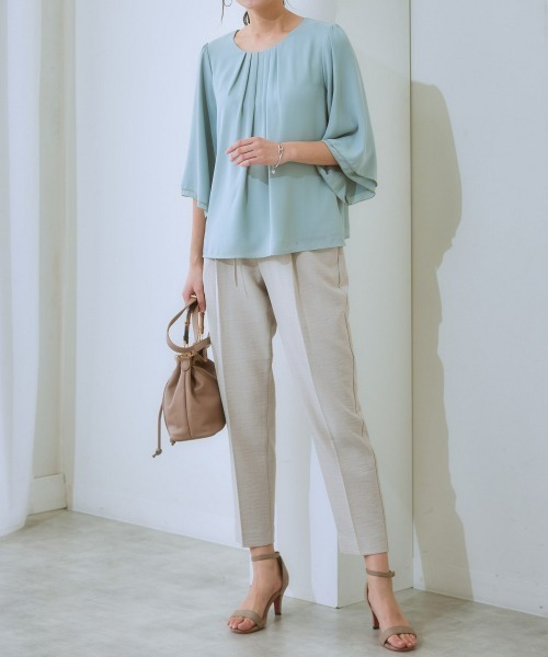 7days Life Styling（セブンデイズライフスタイリング）の「麻調合繊ベルト付テーパードパンツ（しわになりにくい・接触冷感・ＵＶカット・洗える）（スラックス・レディース・モカ/ネイビー/ライトベージュ/グリーン/チャコールグレー・S/M/L/LL）」の11枚目の写真