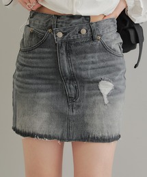 Chico（チコ）の「【2サイズ展開】アシメダメージデニムミニスカート（デニムスカート・レディース）」