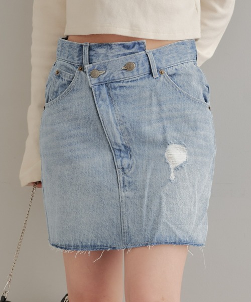 双子可♡美品♡denim dungaree ダメージデニムスカート 双子可♡美品♡denim dungaree ダメージデニムスカート